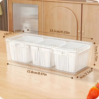 1 Set Transparent Square Food Storage Containers with Compartments – Ideal for Refrigerator Organization of Salad, Fruits, Vegetables &amp; Condiments