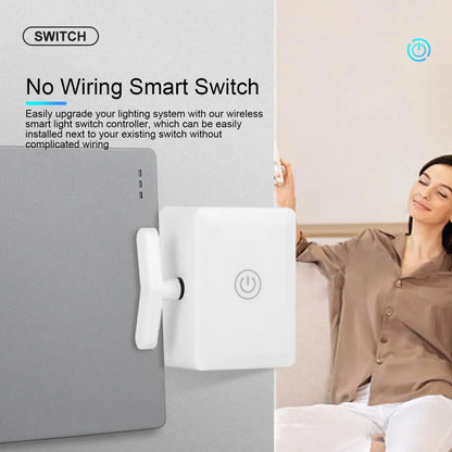 Wireless Smart Light Switch Controller with Remote – Long Range, Button Pusher to Turn Off Lights Automatically