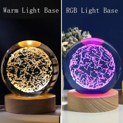 3D Laser Engraved Solar System Crystal Ball Night Light – Planet Globe Lamp for Home Décor, Astronomy Gift, Birthday Present