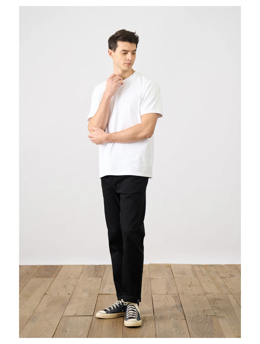 SIMWOOD 2025 Men’s Oversized 100% Cotton T-Shirt – Breathable &amp; Comfortable Spring/Summer Top, 310gsm