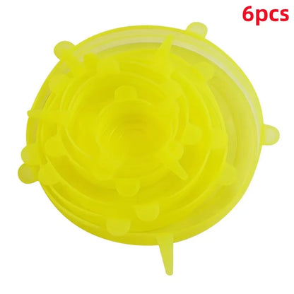 6pcs Reusable Silicone Food Covers – Stretchable Lids for Bowls, Fruits & Vegetables, Fresh-Keeping Kitchen Seal