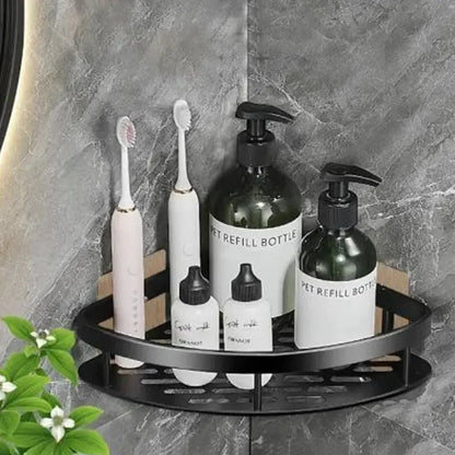 No-Drill Bathroom Corner Shelf – Wall-Mounted Shower Organizer Rack for Toiletries & Essentials