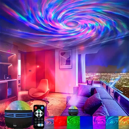 LED Starry Sky &amp; Northern Lights Projector Lamp with Remote Control and Auto-Rotation – Perfect for Home and Party Decoration