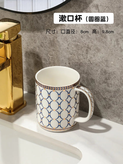 Luxury Ceramic Soap Dish with Irregular Stripes and Perforated Drainage – Household Bathroom Accessory with Washstand Gargle Cup
