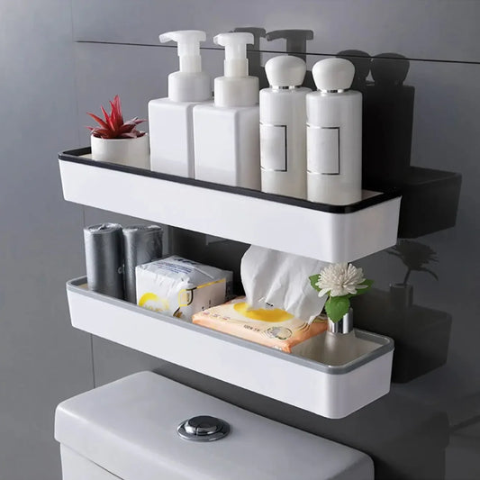 1pc Wall-Mounted Bathroom Storage Cabinet – No-Drill White Organizer Shelf for Above Toilet Use