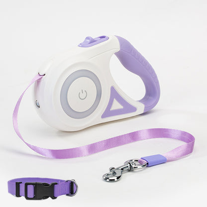 Retractable Dog Leash with Collar – Auto Traction Rope with Spotlight for Small & Medium Dogs