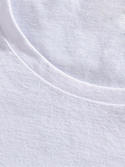 Men’s White Printed T-Shirt – Loose Fit, Trendy Streetwear for Summer