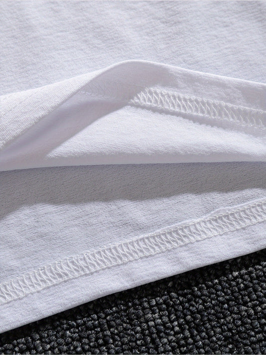 Men’s White Printed T-Shirt – Loose Fit, Trendy Streetwear for Summer