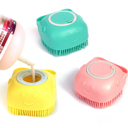 Silicone Pet Bath & Massage Gloves – 2-in-1 Grooming Brush with Shampoo Dispenser for Dogs & Cats