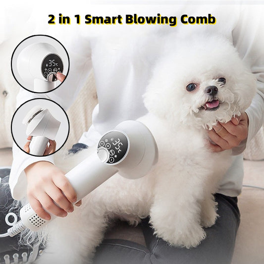 Smart Pet Hair Dryer – Quiet Blow Dryer & Grooming Comb for Dogs & Cats, Safe & Efficient Drying