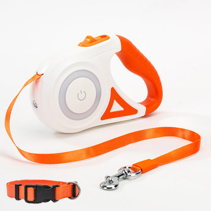 Retractable Dog Leash with Collar – Auto Traction Rope with Spotlight for Small & Medium Dogs