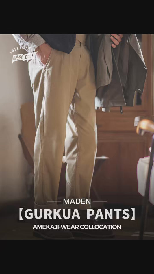 Classic Vintage Khaki Gurkha Pants for Men – Adjustable High Waist Casual Cargo Trousers for Spring and Fall