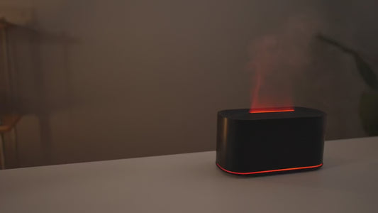 Flame Effect Essential Oil Diffuser &amp; Humidifier – Aromatherapy Mist Maker with LED Fire Light for Home &amp; Room Fragrance