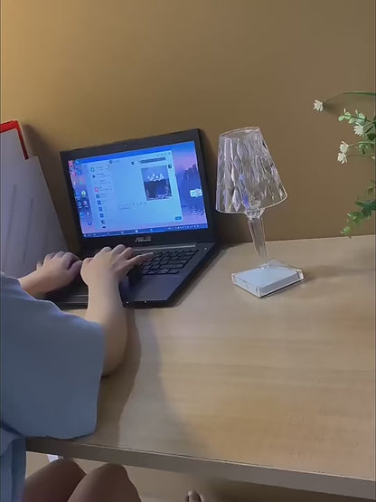 USB-Powered Diamond Crystal LED Table Lamp – Acrylic Decorative Night Light for Bedroom, Living Room, or Restaurant Ambiance